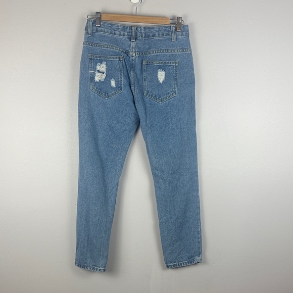 Agolde Blue Pearl Rhinestone Embellished High Rise Distressed Cropped XS Jeans - Picture 8 of 11